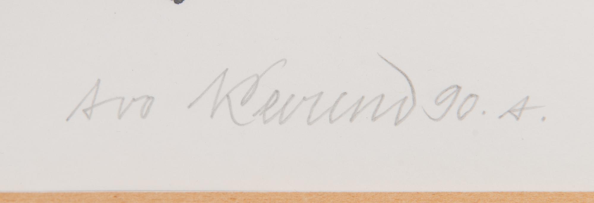 Avo Keerend, offset-tryck, signerat och daterad -90, numrerad 12/99.