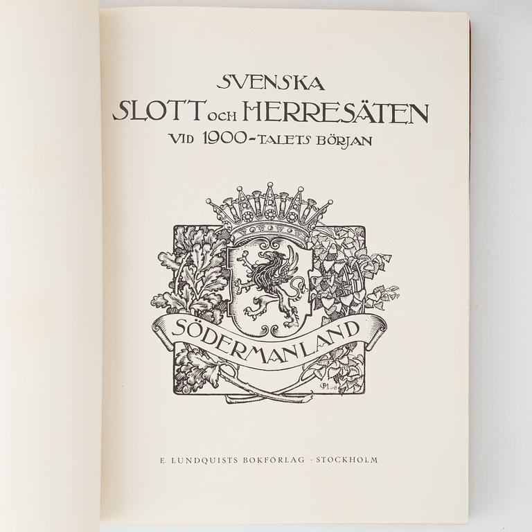 "Svenska slott och herresäten vid 1900-talets början", 5 vol, Stockholm 1908-14; samt Ny följd 4 vol, Stockholm 1918-23.