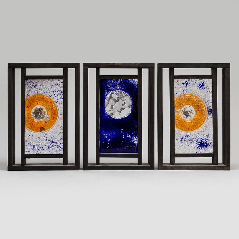 MONICA BACKSTRÖM, three glass sculptures, signed, Kosta Boda.