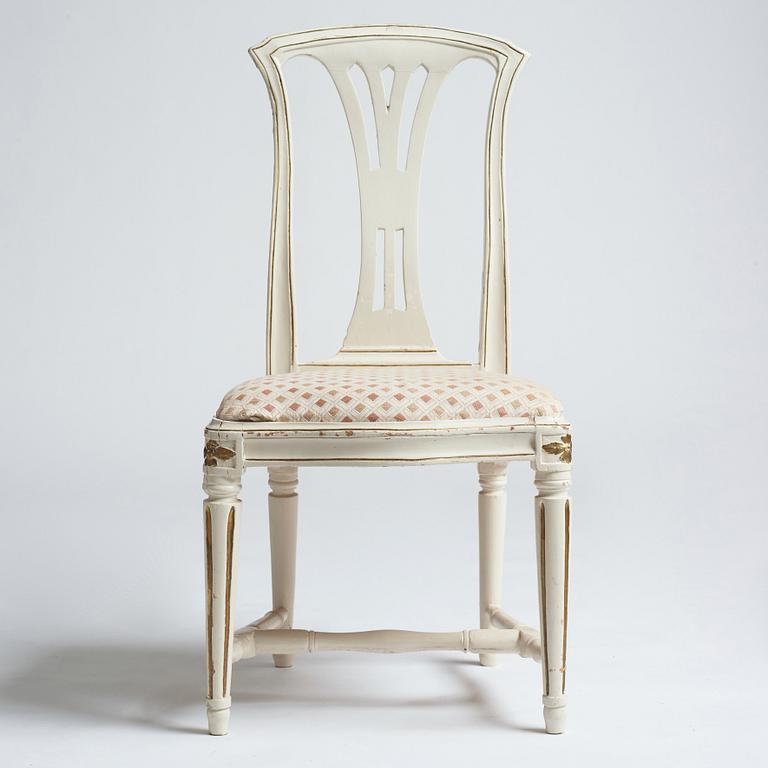 A set of six Gustavian chairs.