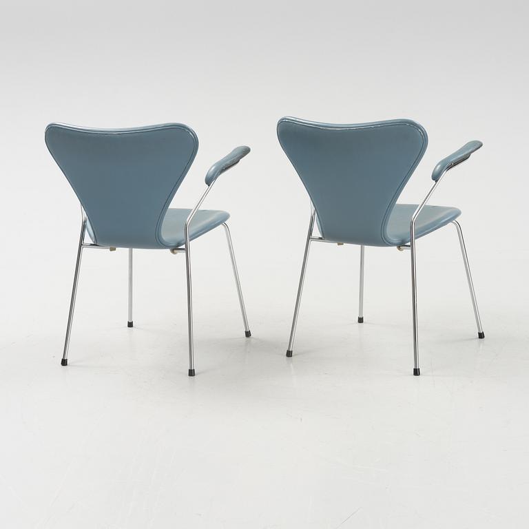Arne Jacobsen, karmstolar, 5 st, "Sjuan", Fritz Hansen, Danmark, 1980-tal.