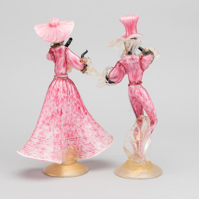FIGURINER, glas, ett par. Murano, 1900-talets mitt.