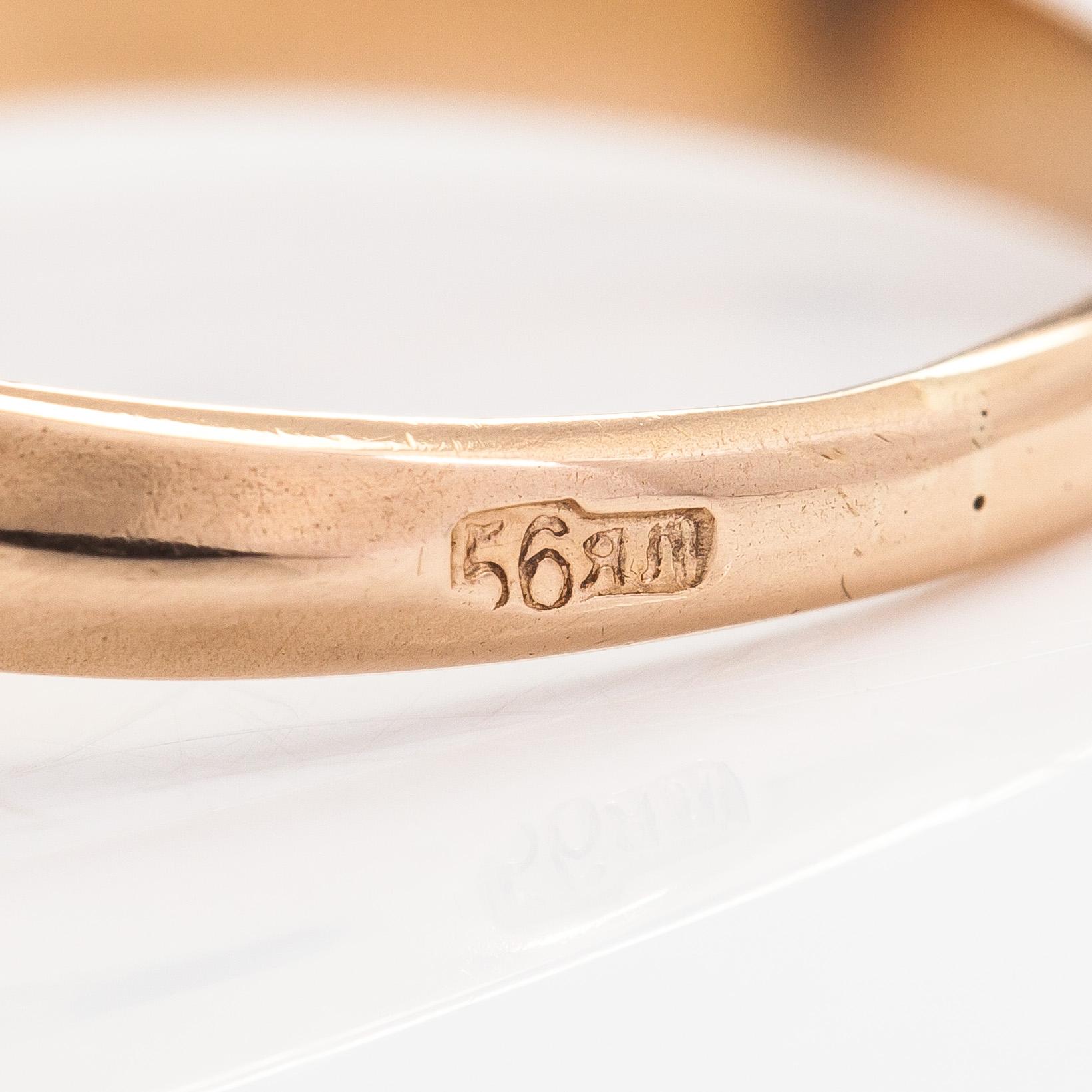 Ring, 14K guld och safir. Kontrollstämplad Yakov Nikolayevich Lyapunov, S:t Petersburg 1898-1903.