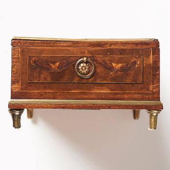 A Gustavian marquetry box with cover by G Haupt (1770-1784).
