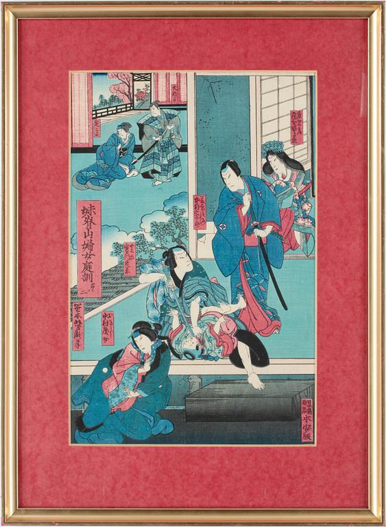 UTAGAWA (NAKAI) YOSHITAKI, träsnitt, 1800-tal.