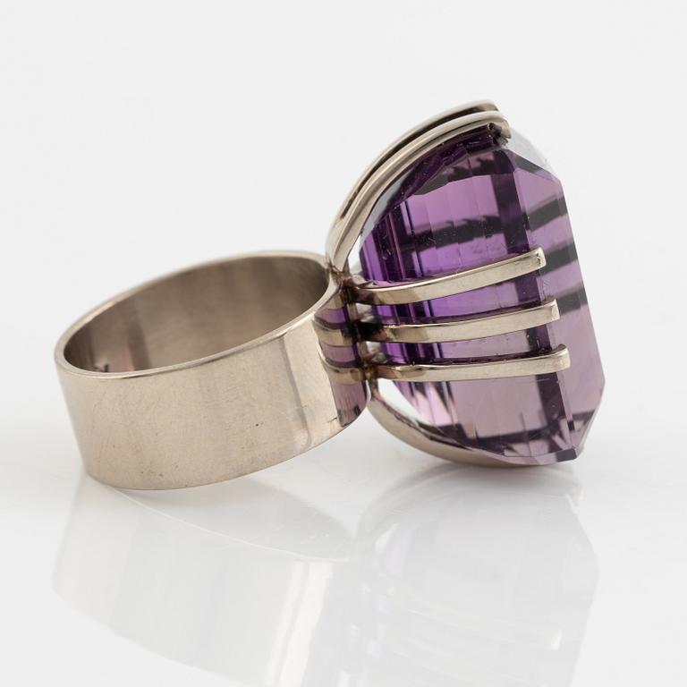 18K white gold and amethyst ring, Burt Edman.