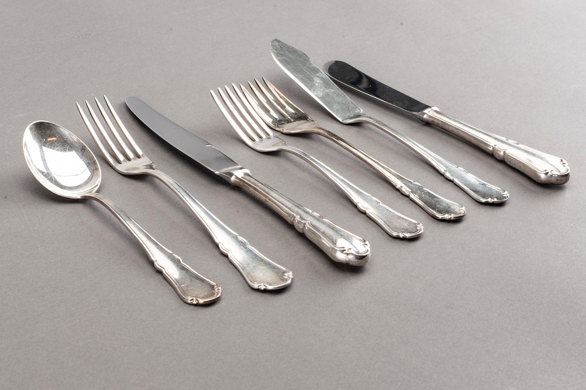 BESTICKUPPSÄTTNING, silver samt nysilver, 56+36 delar, modell "Rådhus", WN, Lidköping 1900-talets mitt.