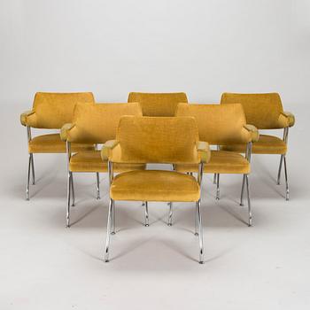 Six 1970s armchairs manufactured by Merva, Finland.