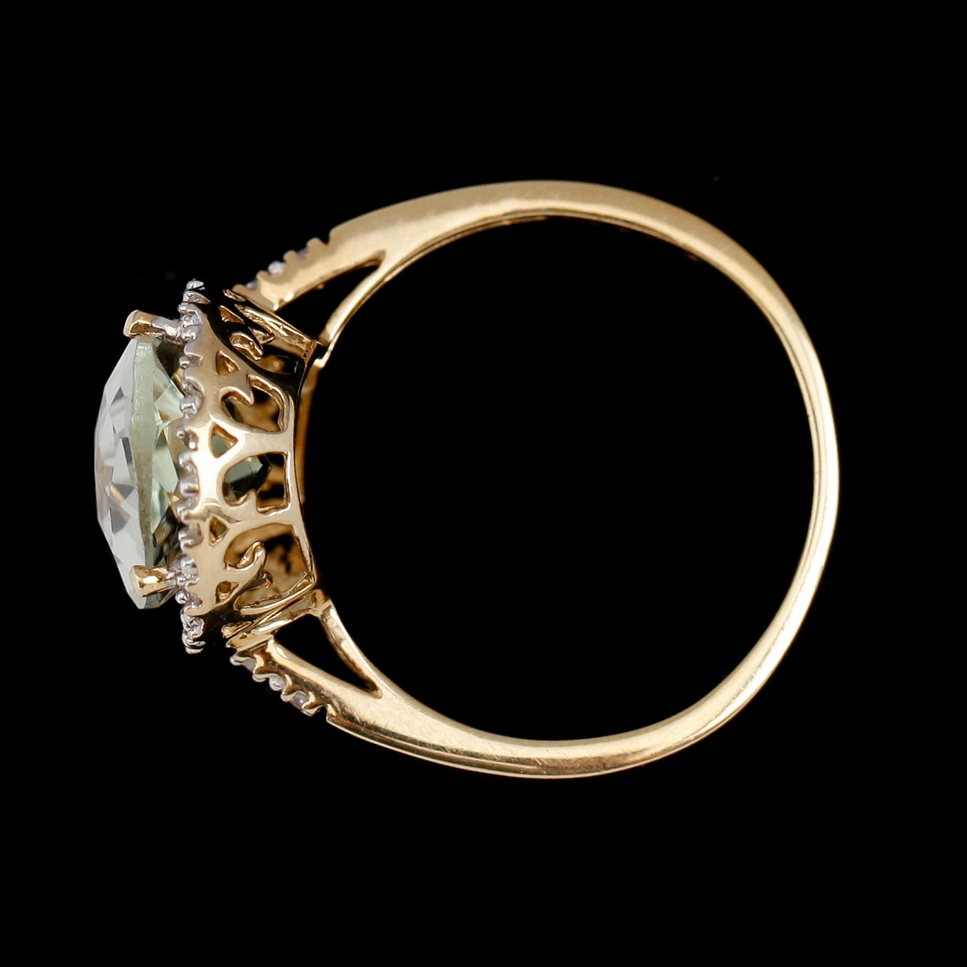 RING, 10 k guld, briljantslipade diamanter tot ca 0.07 ct, kvarts.