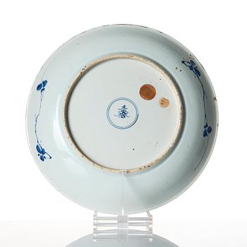 A blue and white 'lotus' dish, Qing dynasty, Kangxi (1662-1722).