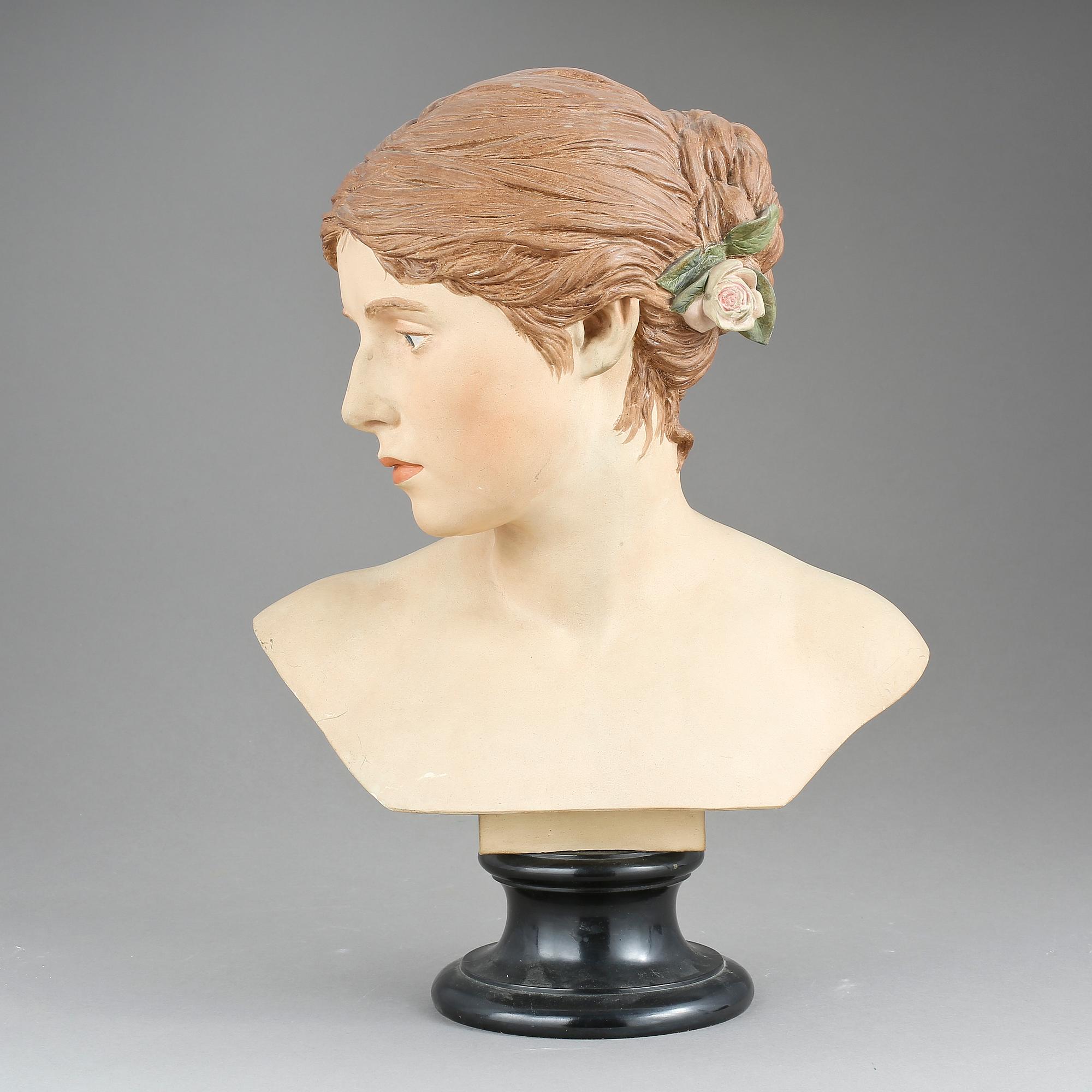 SKULPTUR, terrakotta. P. Ipsen, Köpenhamn, sent 1800-tal.