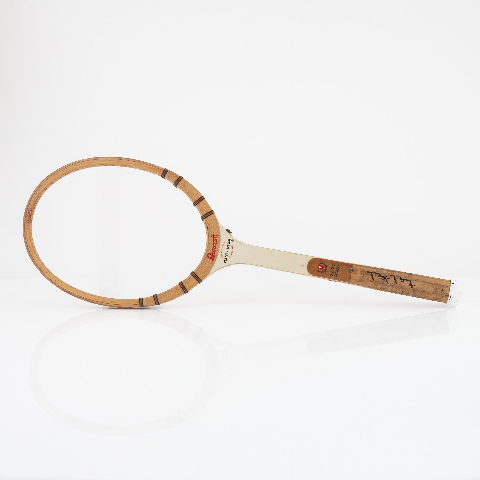 Tennisracket, Bancroft. Signerad Björn Borg, speciellt framtagen, första Bancroft-modellen använd i turneringar.