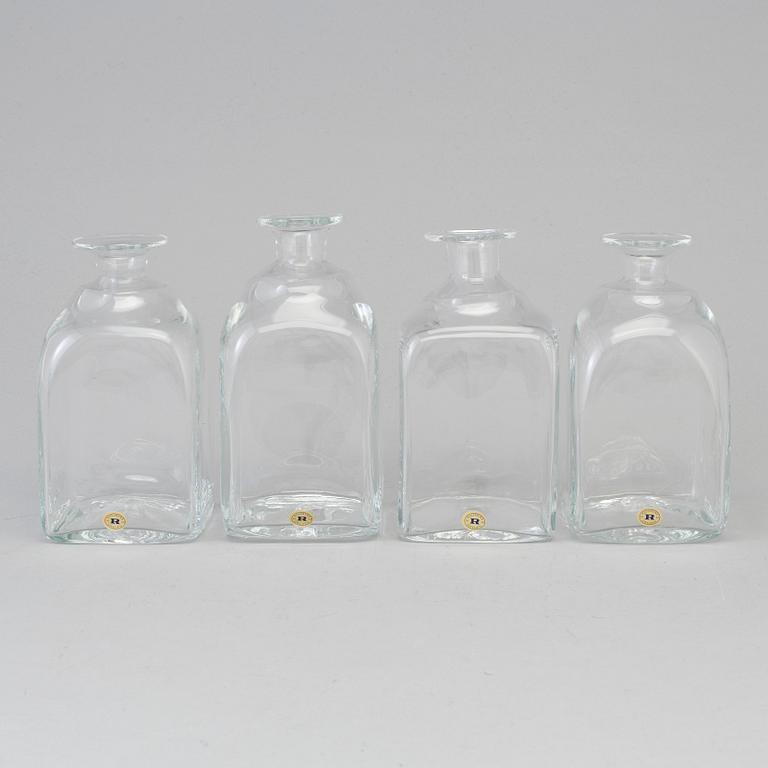 A set of four "Antik" decanters by Reijmyre Glasbruk.