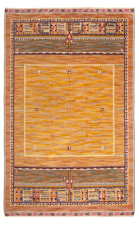 CARPET. Knotted pile. 265,5 x 167,5 cm. Possibly Märtha Gahn. Sweden around 1930.