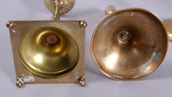 LJUSSTAKAR, 2 par, mässing, 1900-tal.