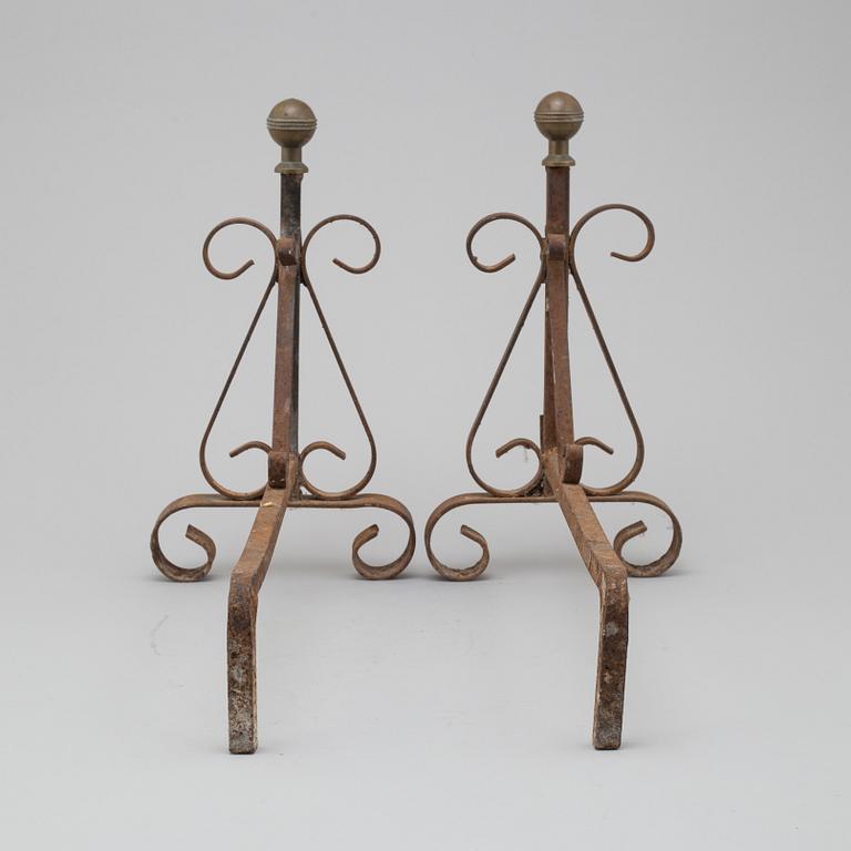 ANDIRONS, a pair, 20th century.