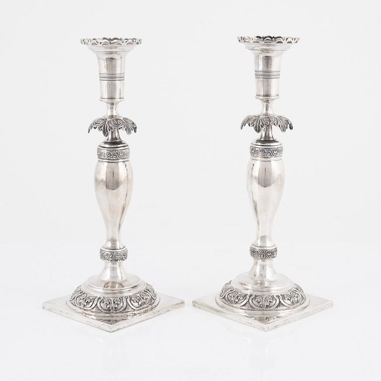 A pair of late Empire silver candlesticks, Grodno, Belarus, 1855.