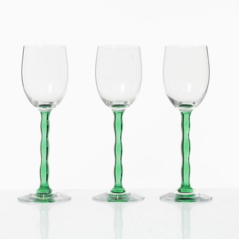 Gunnar Cyrén, a set of seven 'Nobel' wine glasses, Orrefors.