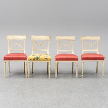 STOLAR 4 st, sengustavianska, s.k. Bellmanstolar, 1800-talets början.