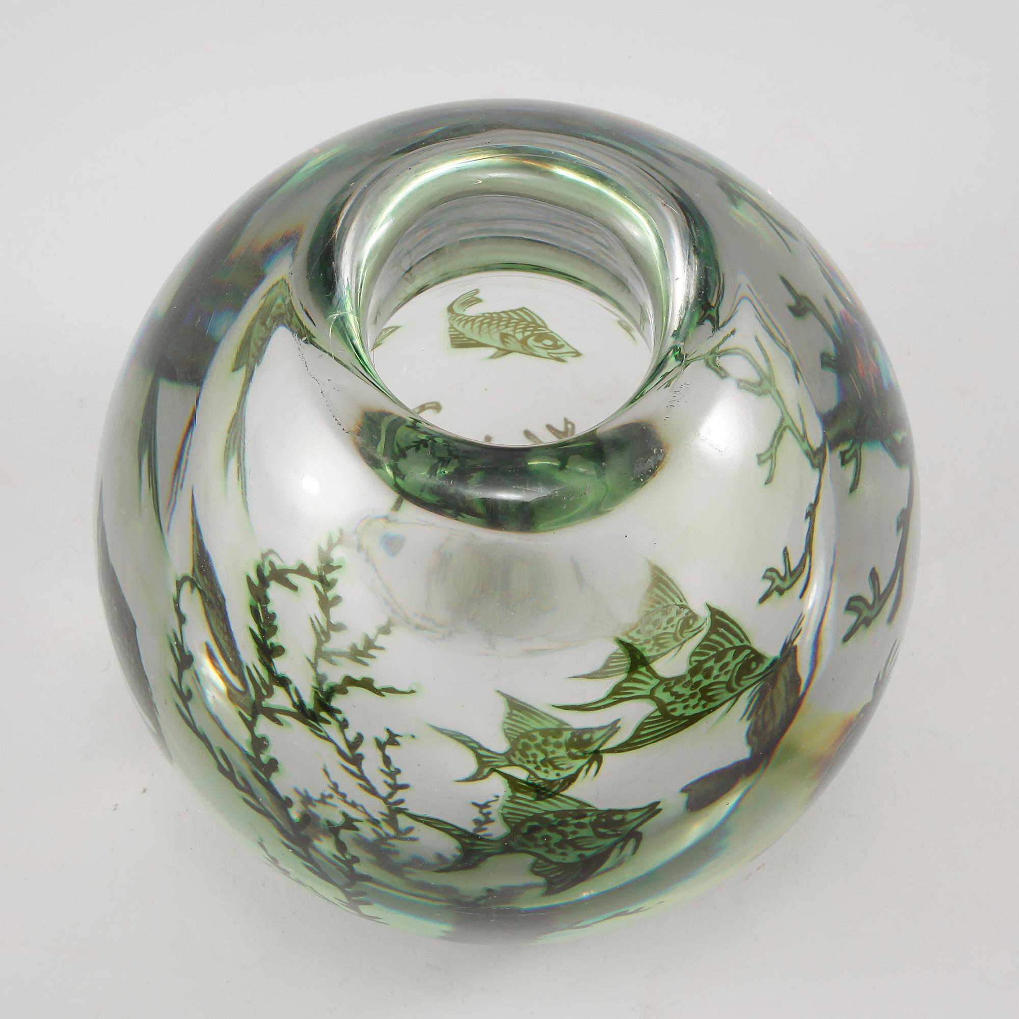 VAS, graal, "Fiskgraal", Edward Hald, Orrefors, omkring 1900-talets mitt.