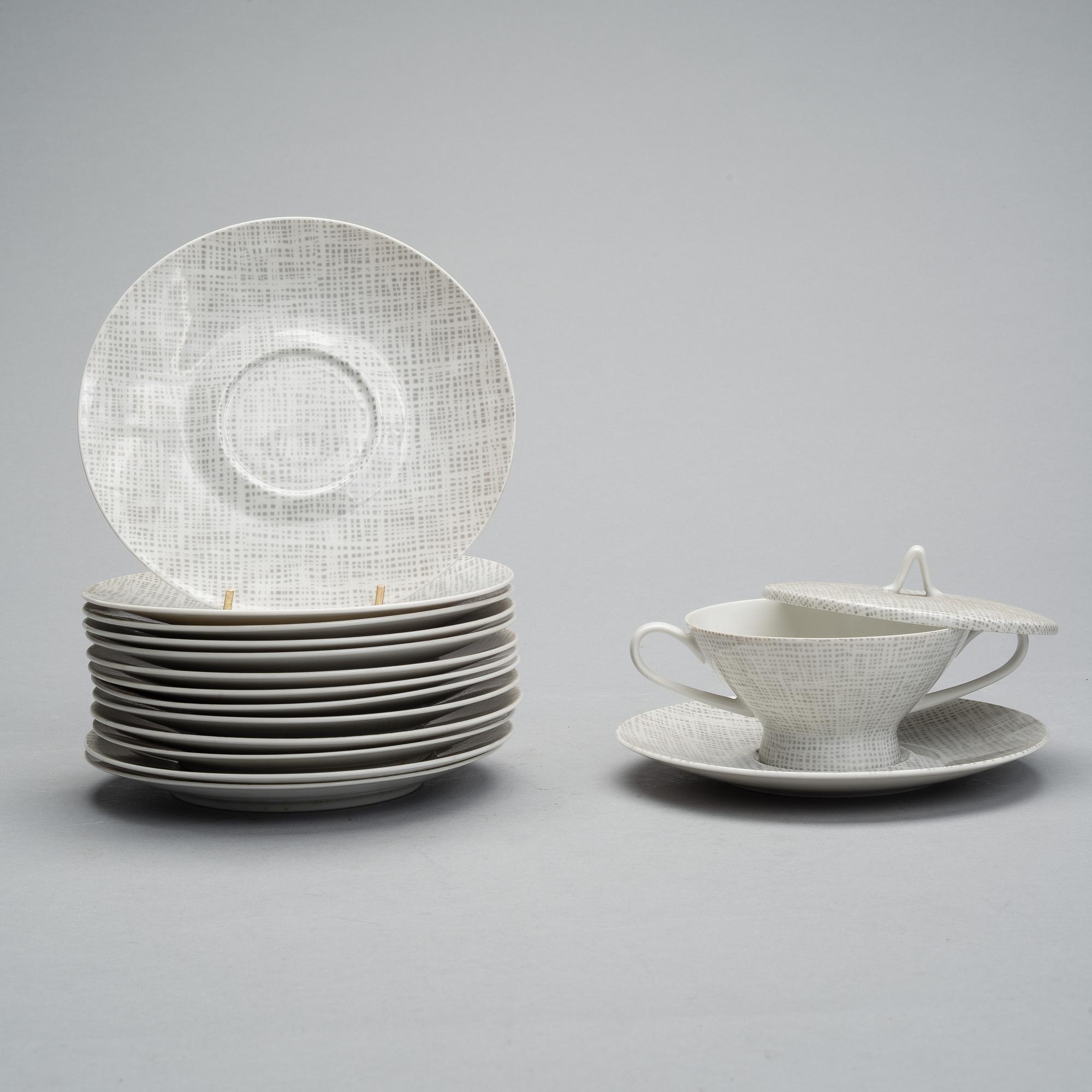 MATSERVIS, 78 delar, porslin, " Form 2000", Richard S. Latham & Raymond Loewy, Rosenthal 1900-talets mitt.