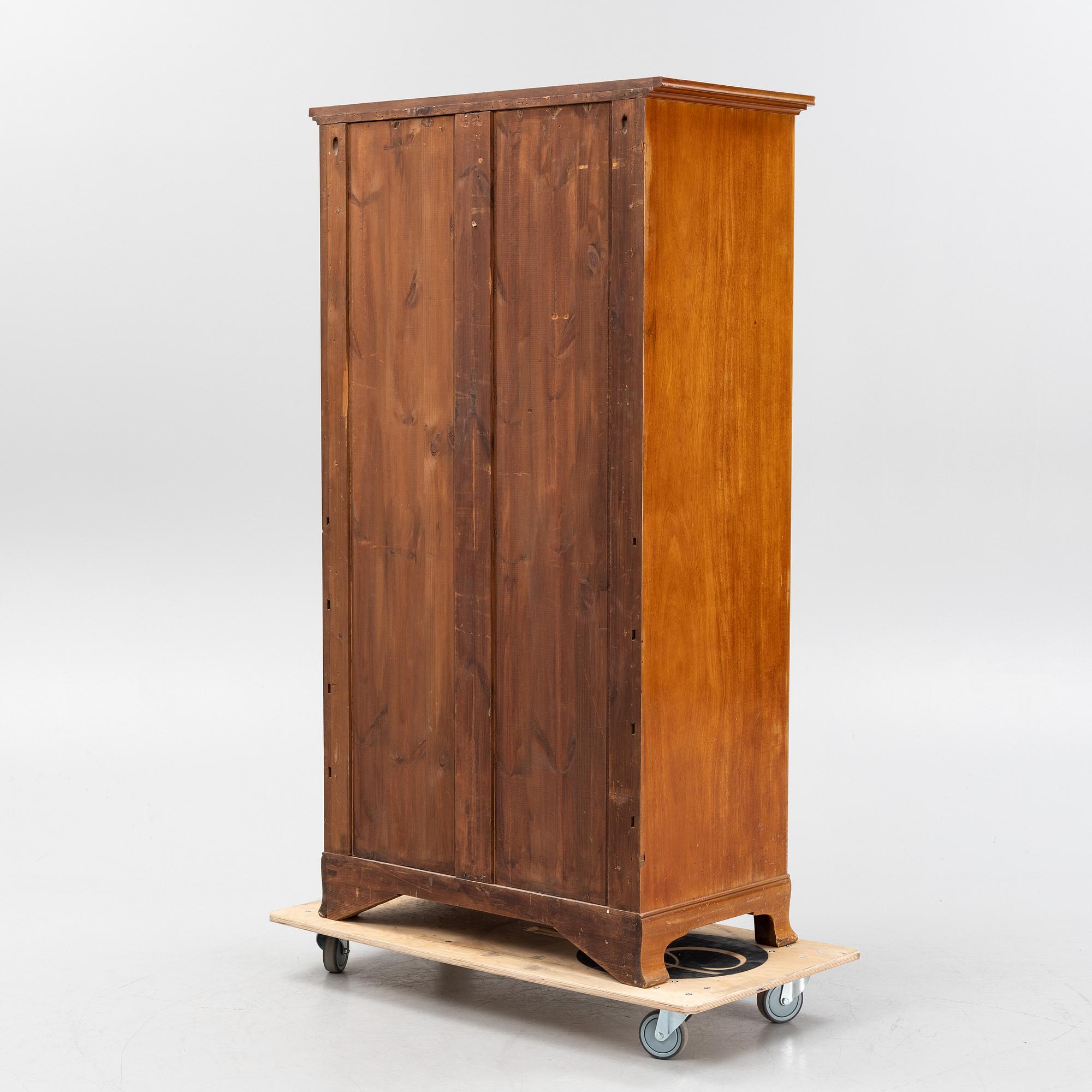 A mahogny veneered art noveau archive cabinet, early 20th Century.
