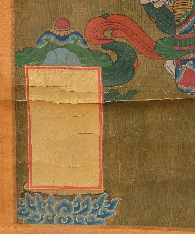 Two Chinese scroll paintings of Heavenly and Earthly Deities from the Water-Land Ritual, late Qing dynasty.