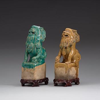 Two joss stick holders, Ming dynasty (1368-1644).