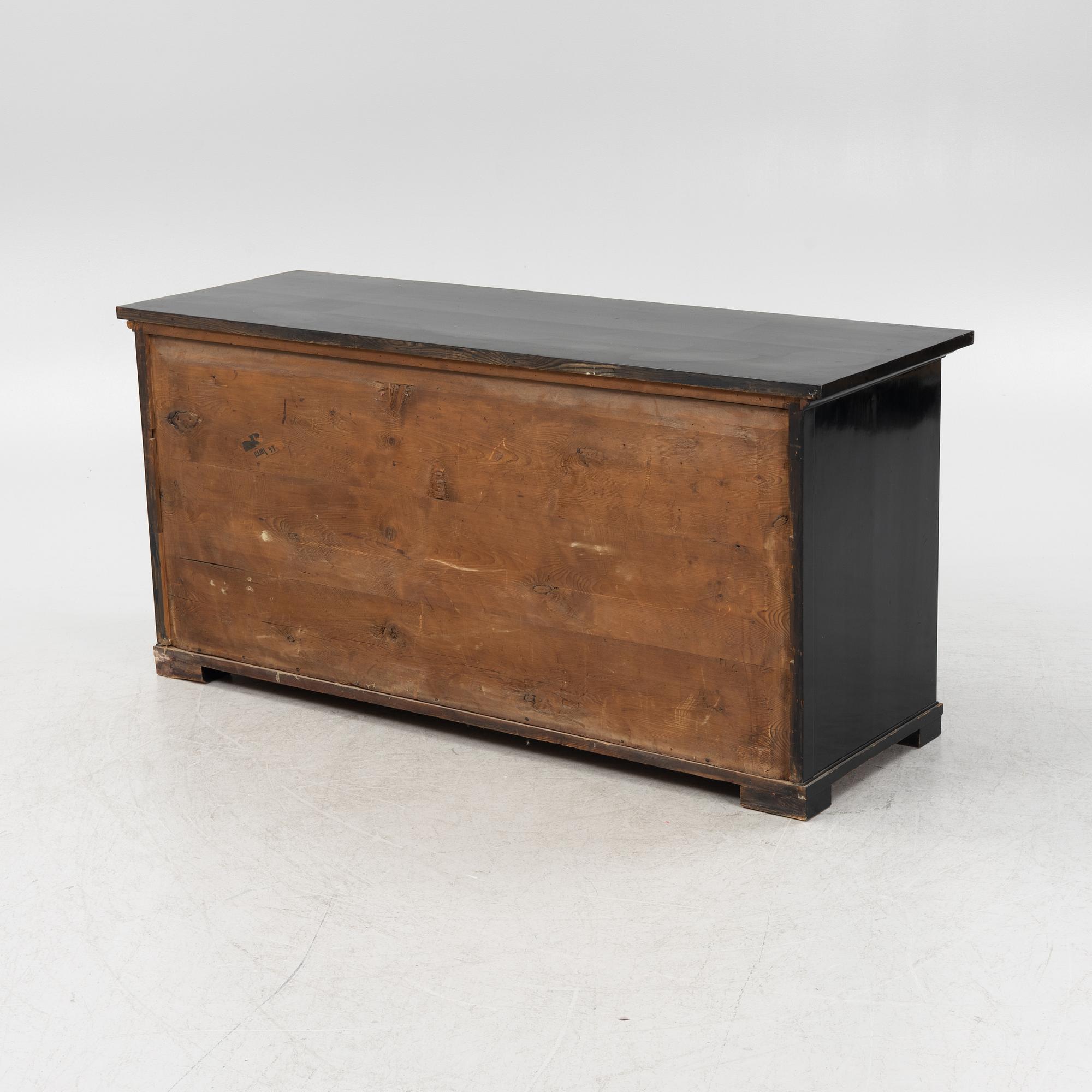 A painted chest of drawers, possibly France, end od the 19th Century.