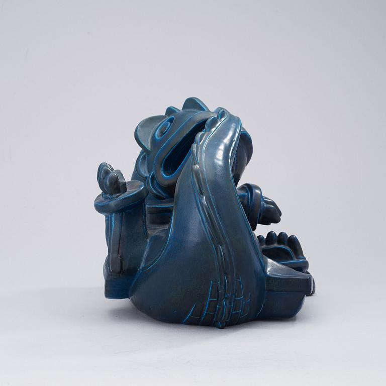 A Wilhelm Kåge stoneware figure of a dragon puppy, Gustavsberg Studio, ca 1940.