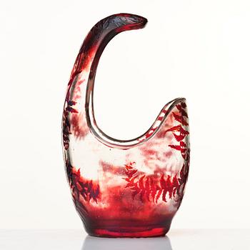 Emile Gallé, an asymmetrical Art Nouveau fire polished cameo glass vase, Nancy, France.