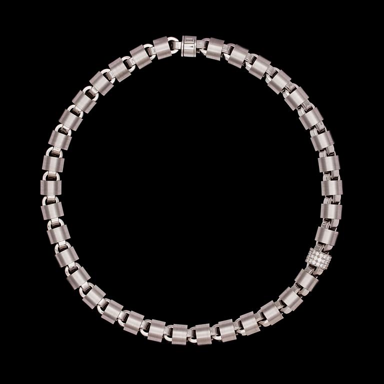 A white gold and diamond necklace, tot. app. 1.50 cts.