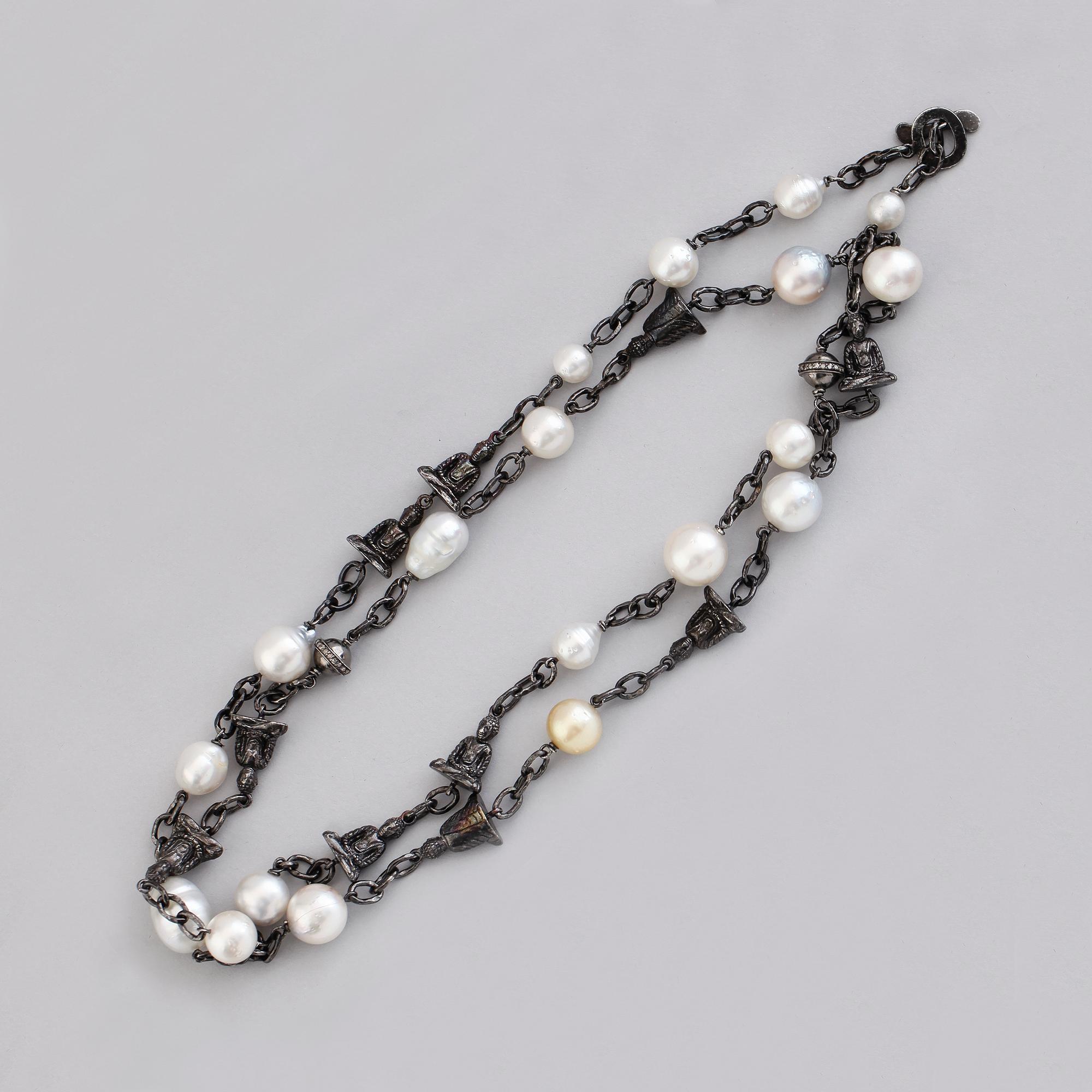COLLIER, silver, south sea-pärlor.