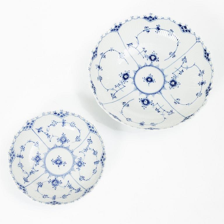 Royal Copenhagen, Two 'Musselmalet Full Lace' bowls, Denmark, second half of the 20th century.
