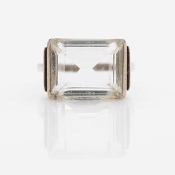 Wiwen Nilsson, Ring, silver with faceted rock crystal, Lund 1947.