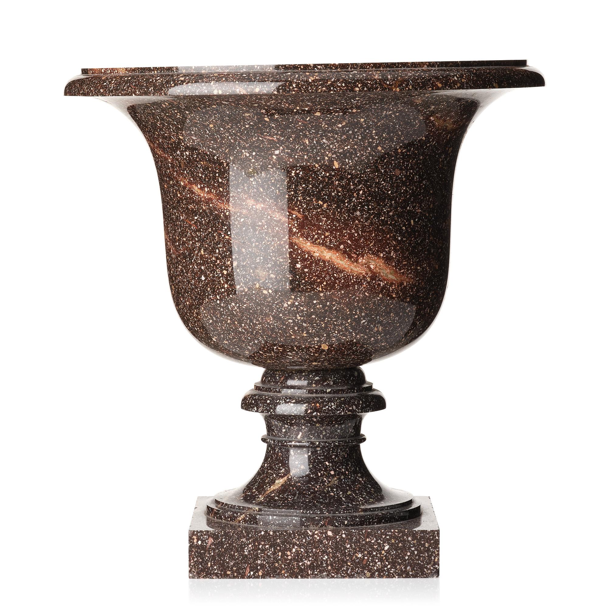 A Swedish early 19th century porphyry urn.