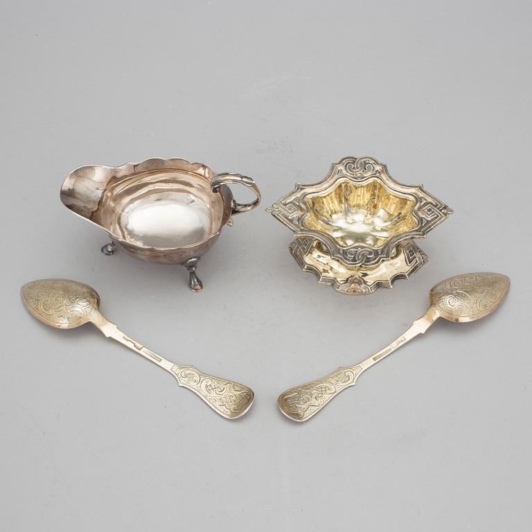 PARTI SILVER, 4 delar. Bl a okänd mästare, Moskva 1856. Vikt ca 232 gram.
