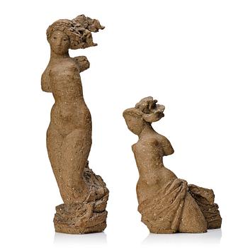 141. Mari Simmulson, probably, two stoneware sculptures, Gustavsberg, Sweden, 1940s.