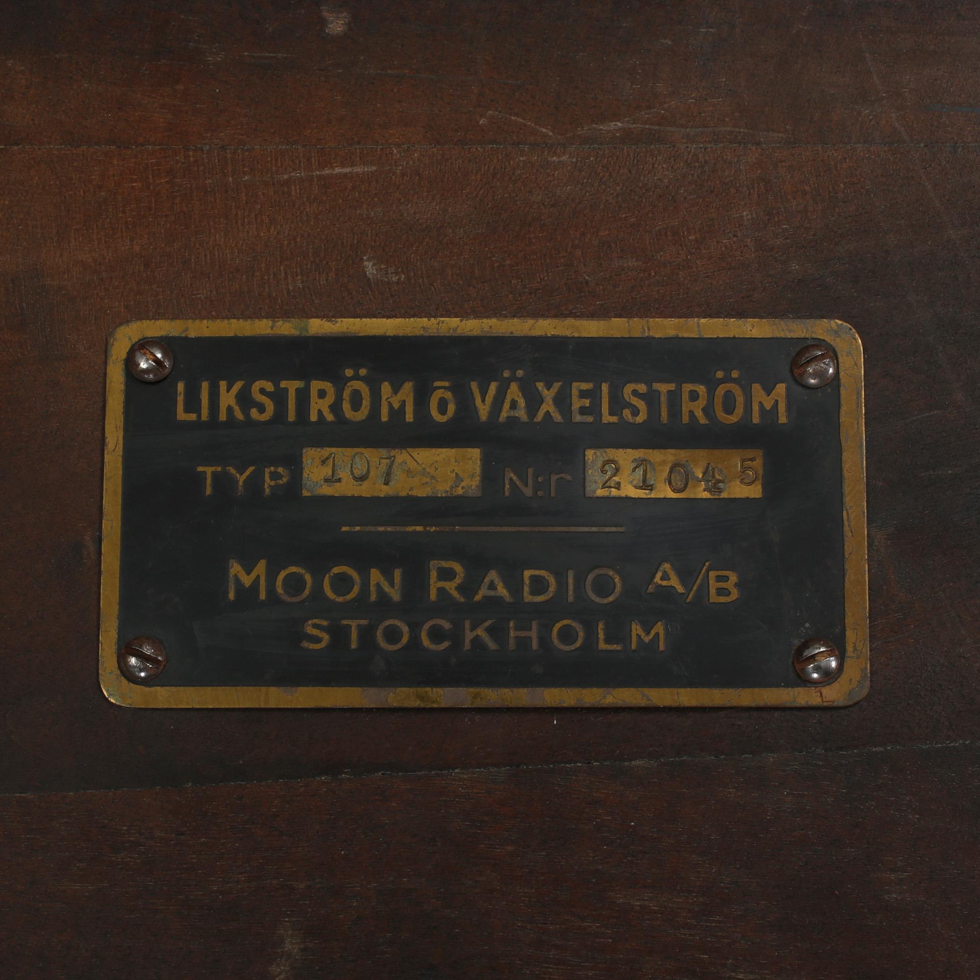 RADIO, Moon Radio A/B, Stockholm, 1930/40-tal.