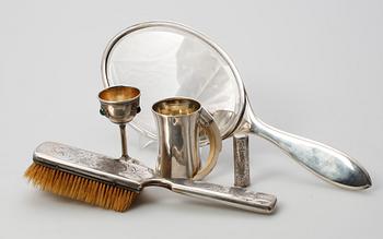 PARTI SILVER, 5 delar, 1800-1900-tal. Bla C. Creutz, Stockholm 1857.
