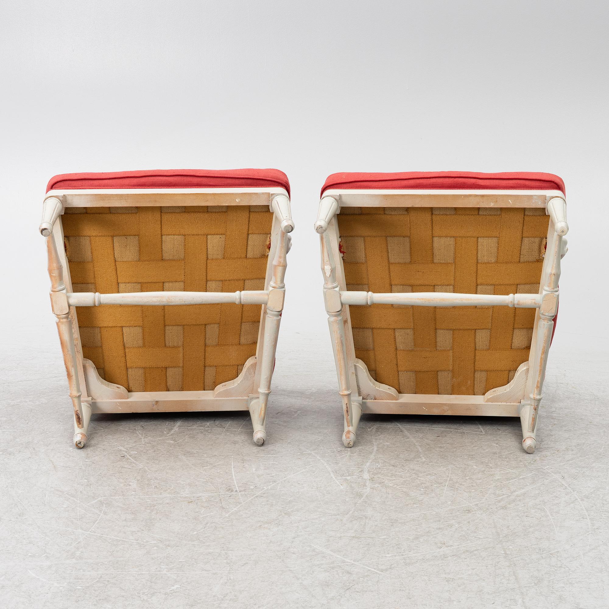 A pair of armchairs, late 20th Century.