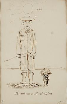 AXEL FRIDELL, tuschteckningar, 2 st, samramade, signerade med monogram AF. Utförda omkring 1929.