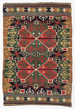 A carrige cushion, "Rosettes", flat weave, c. 88 x 58 cm, Skytts or Oxie district, southwestern Scania,.