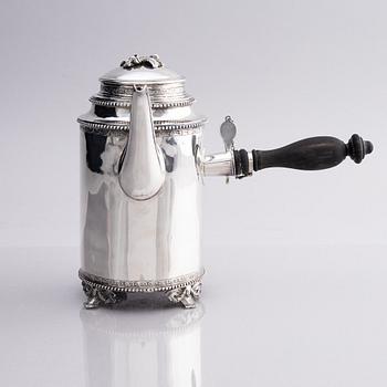A Swedish Gustavian 18th century silver coffee-pot, mark of Petter Eneroth, Stockholm 1789.