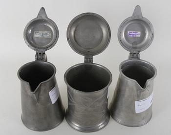 KANNOR, 3 st, tenn, 1800-tal.