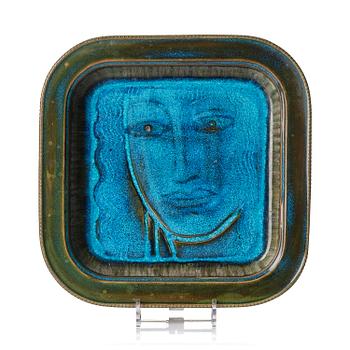 58. Wilhelm Kåge, a "Farsta" stoneware dish decorated with a face, Gustavsberg Studio, 1957.