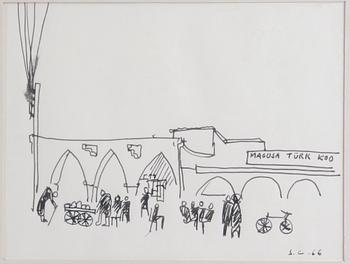 CLAESSON, (SLAS) STIG, 4 st, tuschteckningar. Sign.