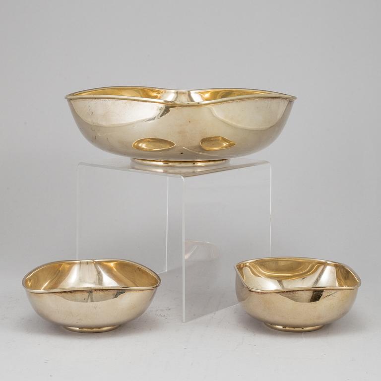 Three 20th century Mexican silver-gilt bowls.