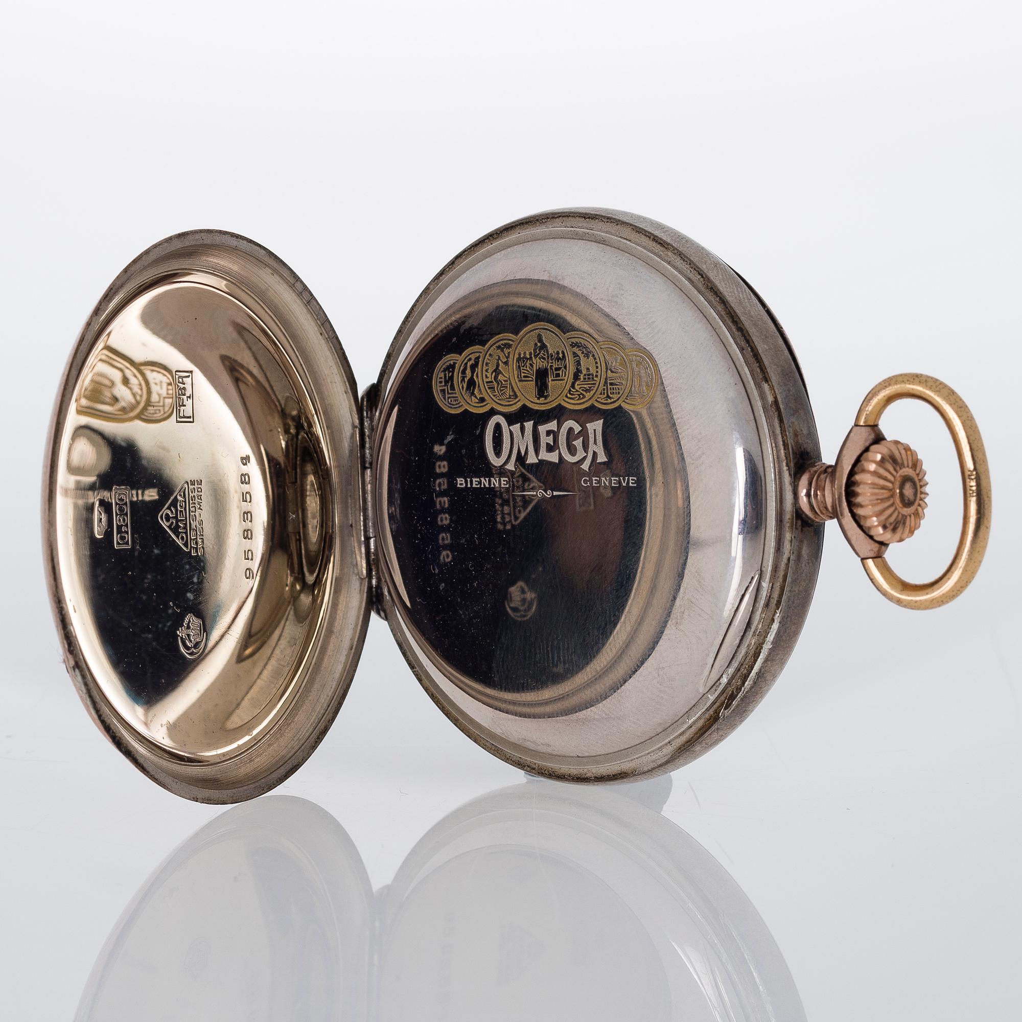 POCKET WATCH, Omega, silver, early 20th century, diameter ca 5 cm.