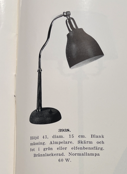 Edvard Hagman AB, bordslampa, modell "3938", Norrköping, 1950-tal.